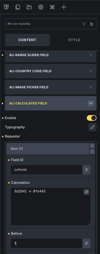 calculated form with Bricks Builder